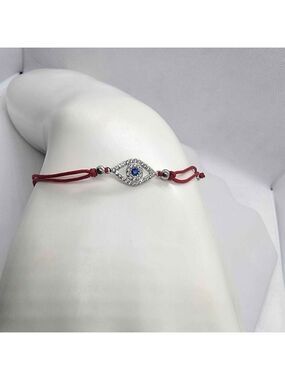 Sterling Silver 925 Evil Eye Design With Red String Bracelet